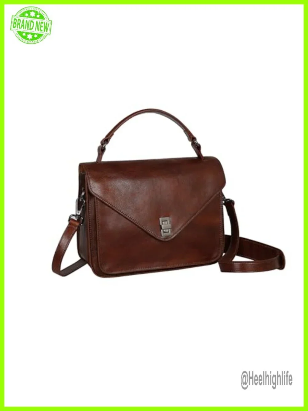 Genuine Leather Satchel Crossbody Bag with Top Handle